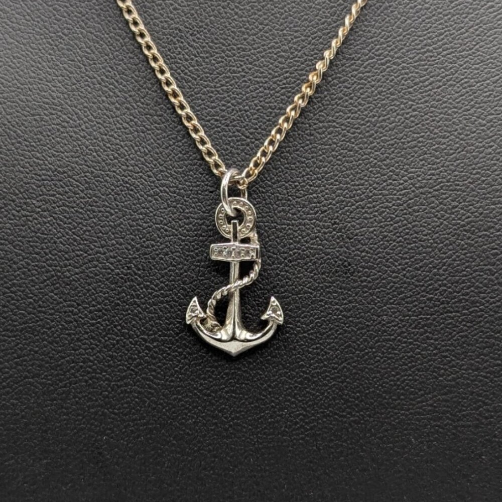 Sterling and CZ Anchor Pendant